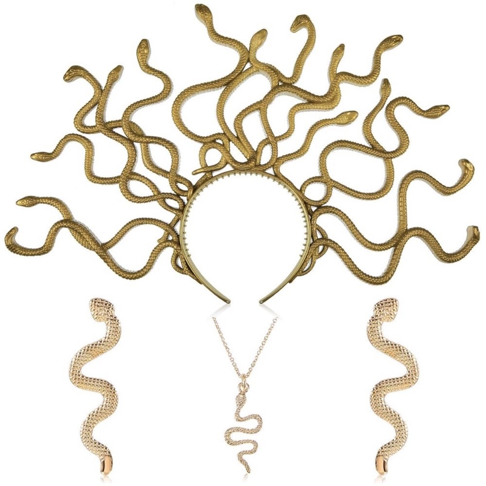 4 Pcs Medusa Costume For Women Medusa Headpiece Headband Wig With Snakes new